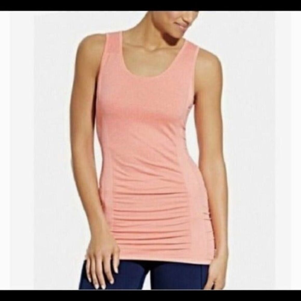 Calia peachy coral ruched seamless active tank top medium